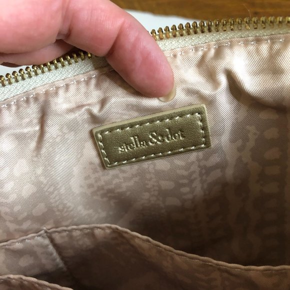 NWOT! Stella & Dot Gold & Cream Alligator Clutch - Picture 4 of 4